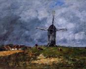 尤金 布丹 : Cayeux, Windmill in the Countryside, Morning